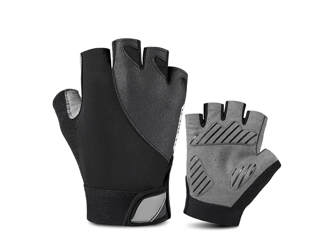 2026-guantes De Ciclismo De Media Manga Sbr Con Palma Gruesa Absorción De Impactos Antideslizantes Negro Gris 15cm