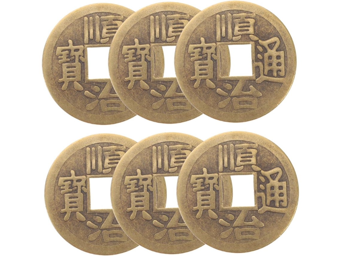 Juego 6 Monedas Latón Antiguo Manualidades Accesorios Diseño Chino Decoración Amuletos Pasatiempos Proyectos