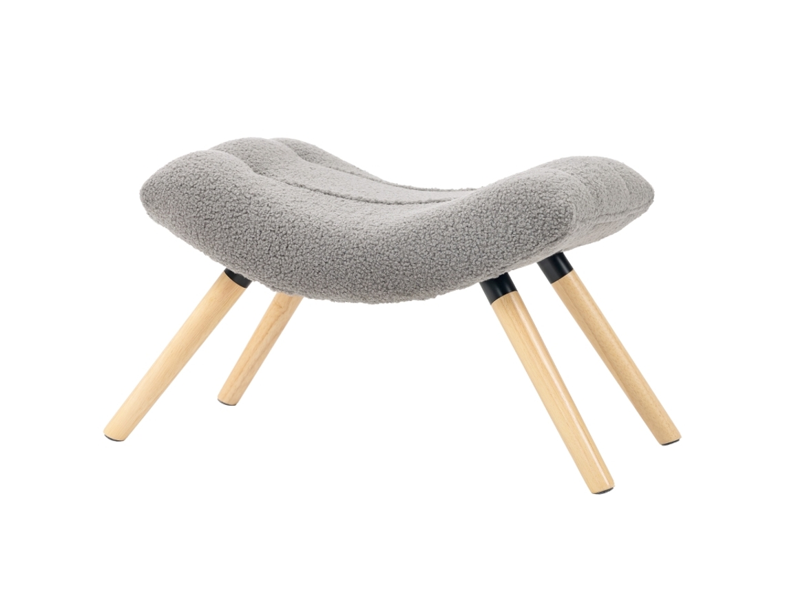 Taburete/otomana con tejido de lana bereber, tapizado, soporta hasta 120 kg, para salón y dormitorio, 67 x 45 x 38 cm, gris claro, BAGOLY