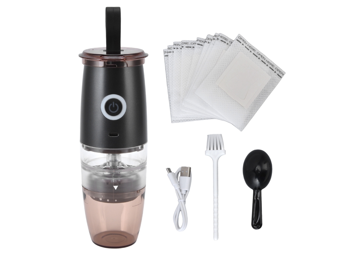 Molinillo de café eléctrico portátil con molinillo cónico y 5 velocidades, carga USB para el hogar