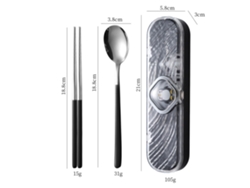 Juego de palillos y cucharas de acero inoxidable MDUG 304 (negro y plateado)