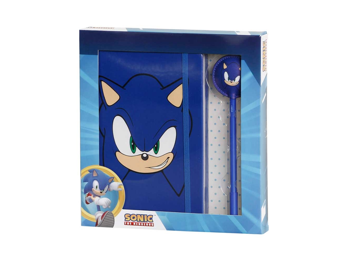 Sega-Sonic Face Caja Regalo con Diario y Bolígrafo Fashion, Azul KARACTERMANIA