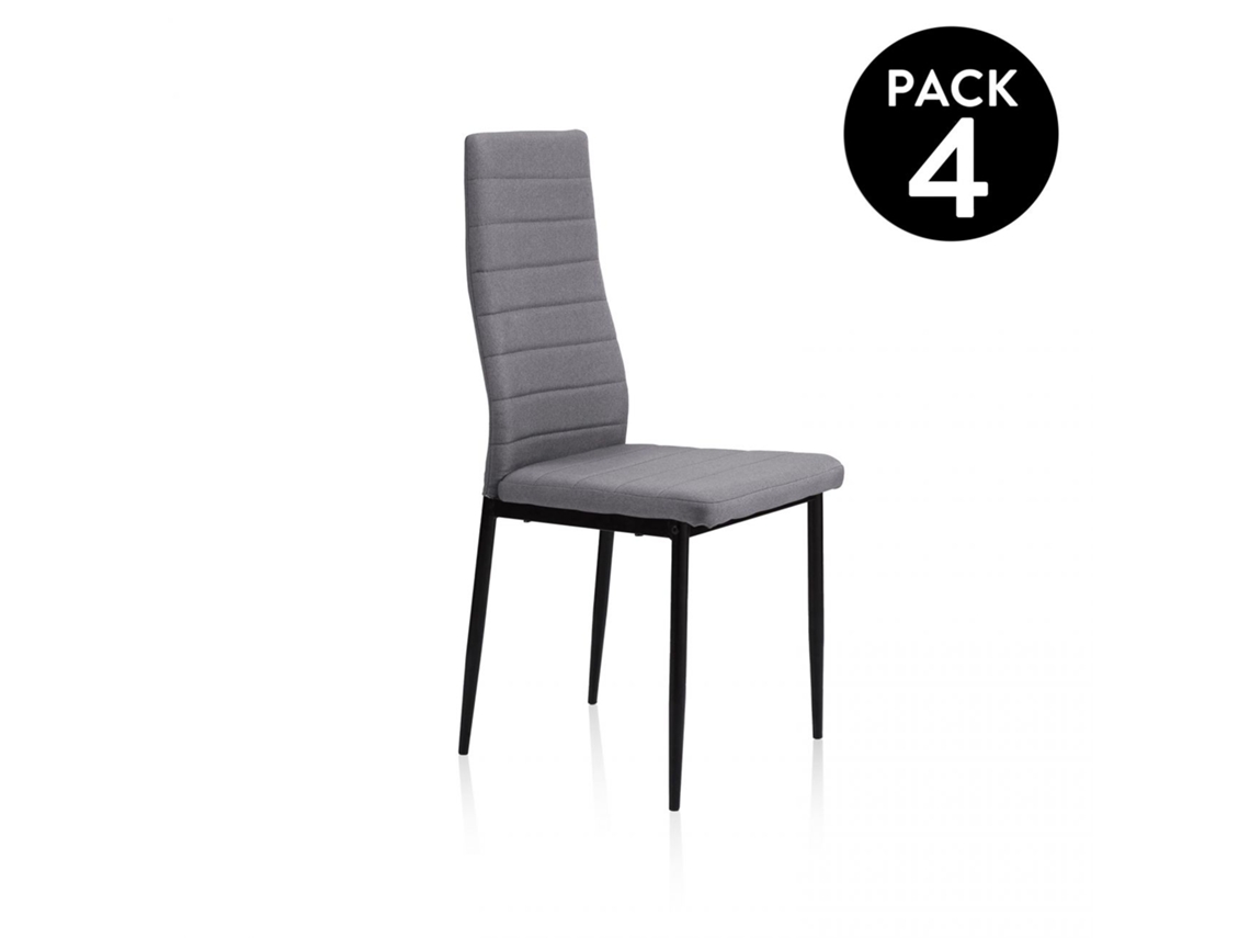 Pack 4 sillas de comedor Niza tejido Gris 43 x 98 x 44 cm