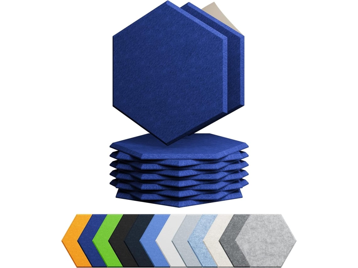 Paineles Acústicos Eifson Poliéster Hexag Autoad 30x26cm 12 Un (azul Oscuro)