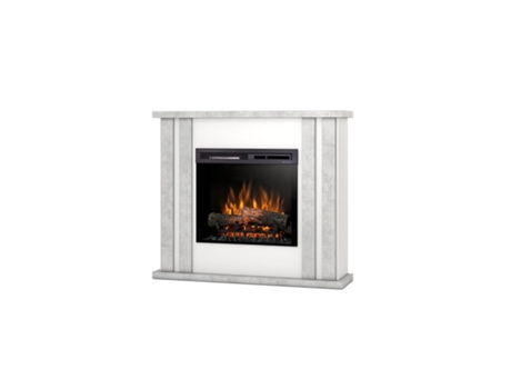 Chimenea LED eléctrica independiente KELSO 23' Blanco mate / Cemento 108 x 93 x 28 OUTINFIRE