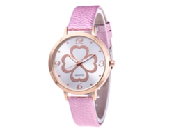 Reloj De Pulsera De Cuarzo Para Mujer Zhoulianfa Con Correa De Pu Con Estampado Floral Rosa.