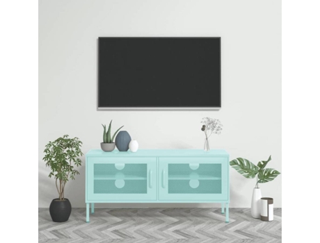 Mueble para la televisión VIDAXL Verde Acero (105x35x50 cm)