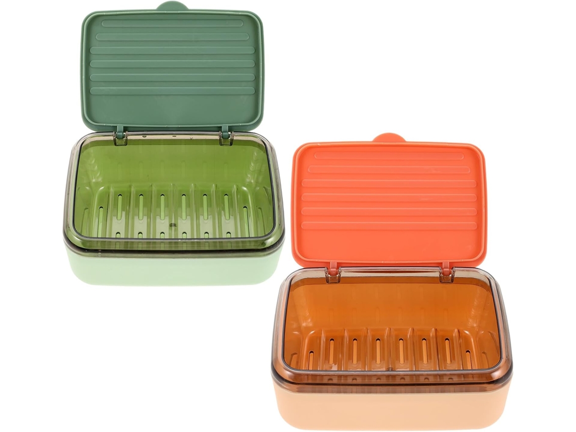 Juego de 2 piezas, verde y rosa, plástico resistente para baño y cocina.