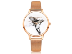 Relógio De Pulso Feminino Clássico Estiloso Com Pulseira Pu De Quartzo Analógico (rosa)
