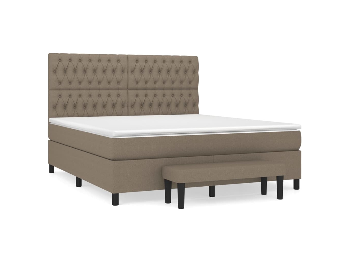 Maison Exclusive - Cama Box Spring Con Colchón Tela Gris Taupe 180x200 Cm