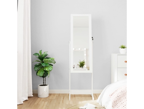 MAISON EXCLUSIVE Espejo de pie con joyero y luces LED blanco