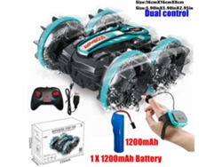 Coche RC anfibio de control remoto de doble cara 4x4, juguete todoterreno para niños, azul Aeuzwr