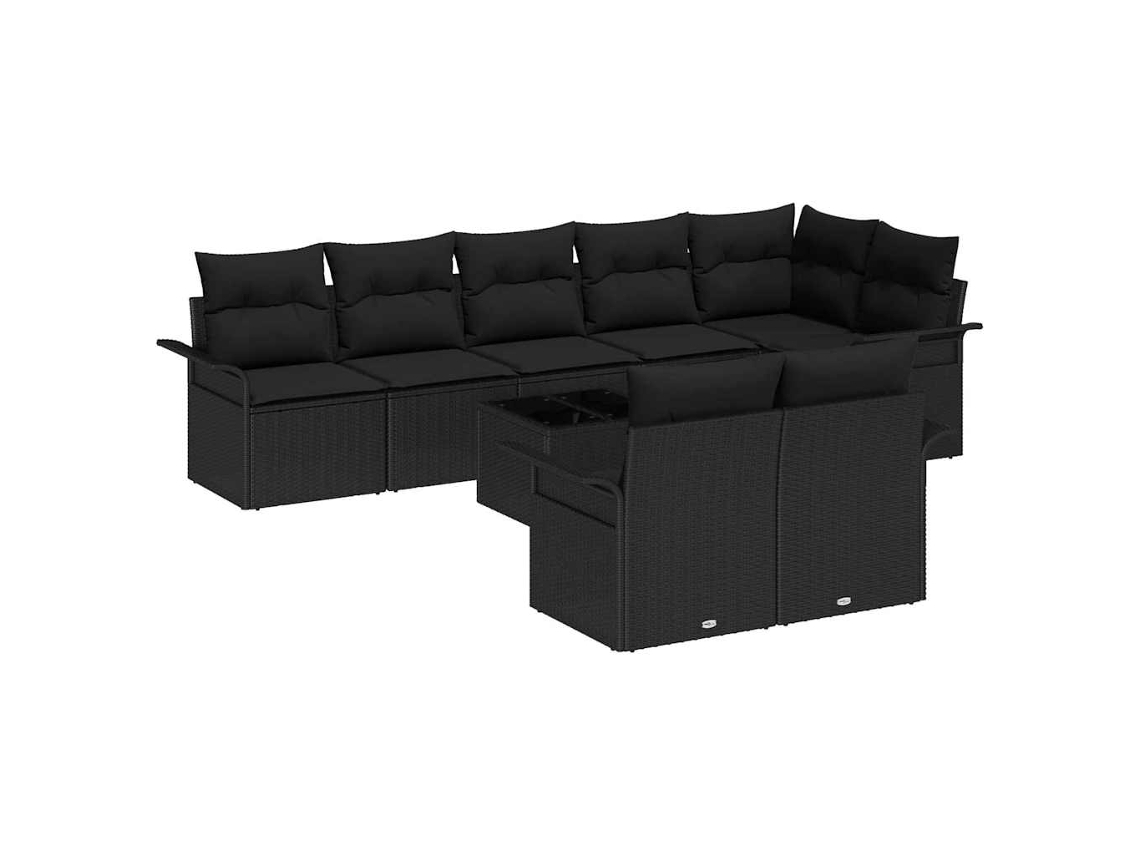 Conjunto de sofá de jardín de 9 piezas de mimbre negro EXCLUSIVO DE LA CASA