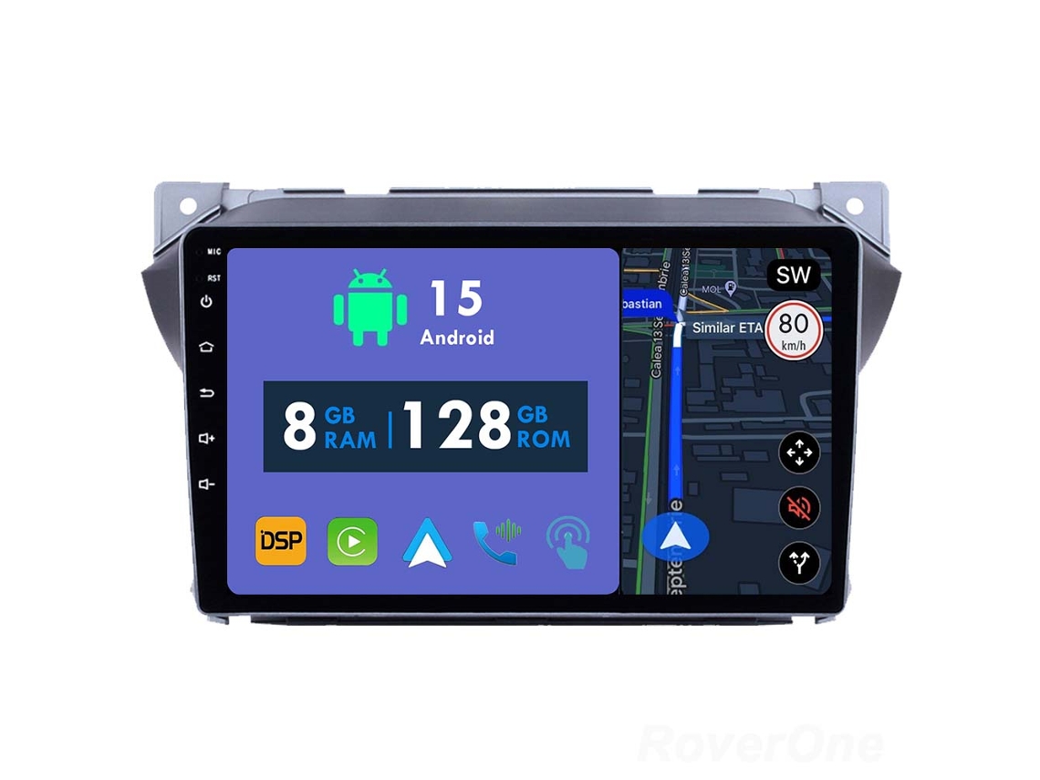 Coche Radio Android Auto Autoradio 8GB RAM 128G ROM CarPlay Navegación GPS Pantalla Táctil RoverOne para Suzuki Alto 2009 - 2016 