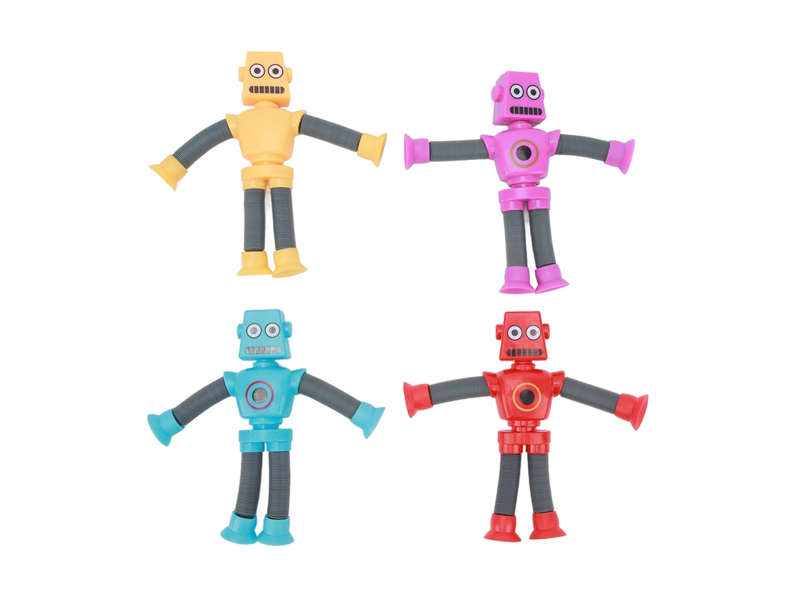 Juego De 4 Robots De Juguete Con Ventosas Telescópicas Flexibles De Plástico Para Niños Y Niñas.