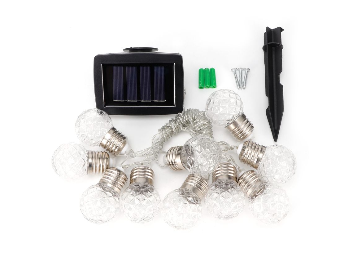 Rebe-cordón De Luces Solares Impermeable 10led 3.8m Para Jardín Decoración Festival Navidad Exterior