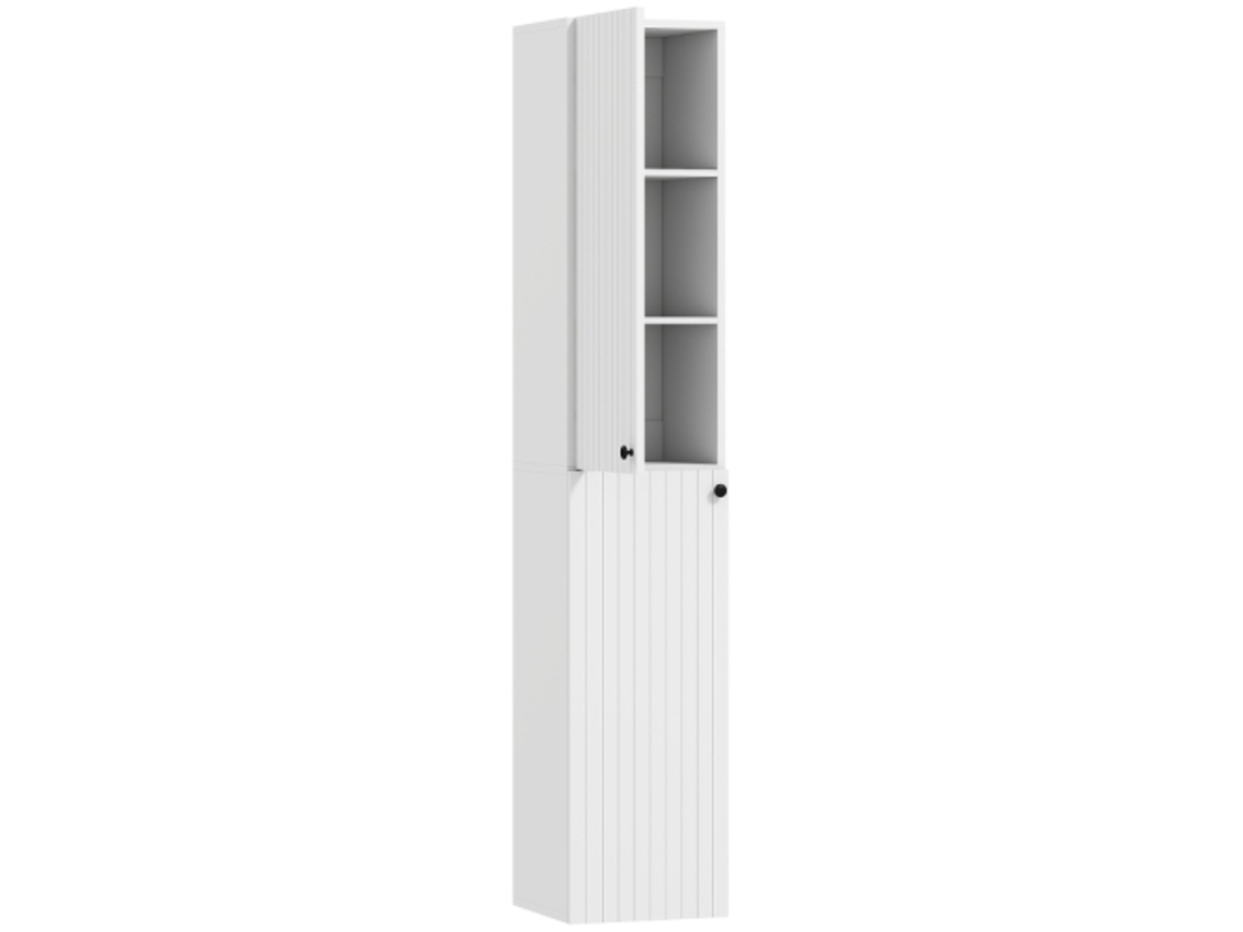 Mueble De Baño Suspendido, Acabado Lacado, 6 Estantes, Tablero De Fibras De Densidad Media, Color Blanco.