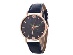 Reloj De Pulsera De Aleación Con Dial Redondo Analógico De Cuarzo Fashion (azul Real)