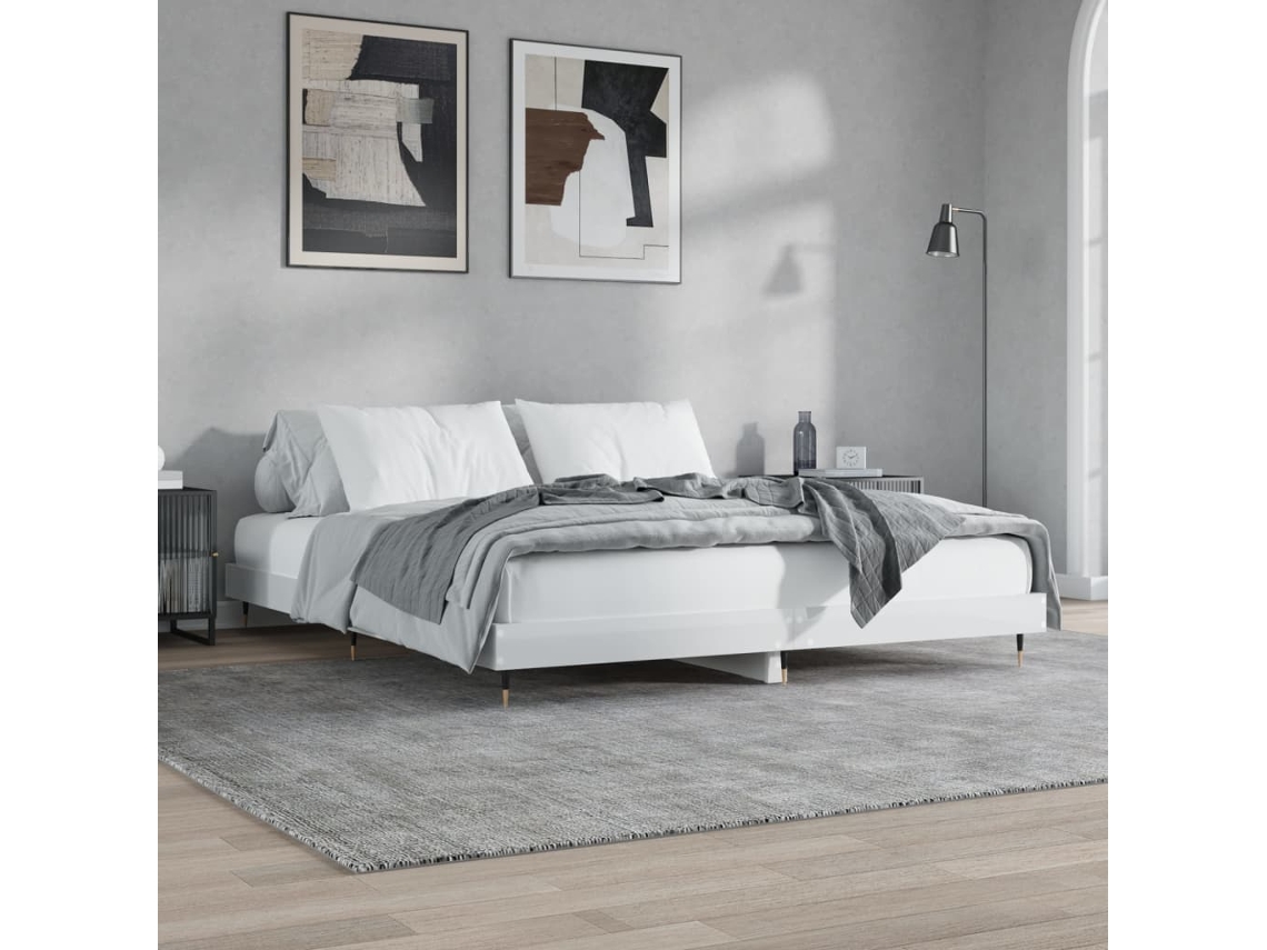 Estructura De Cama Madera De Ingeniería Blanco Brillo 180x200cm
