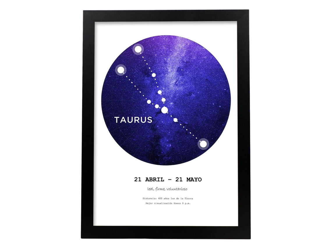 Póster NACNIC con La Constelación Taurus. Poster con Símbolo do Zodiaco en y Fondo Blanco
