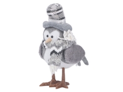 Adorno luminoso de pájaro con LED, figura brillante para escritorio, sombrero gris