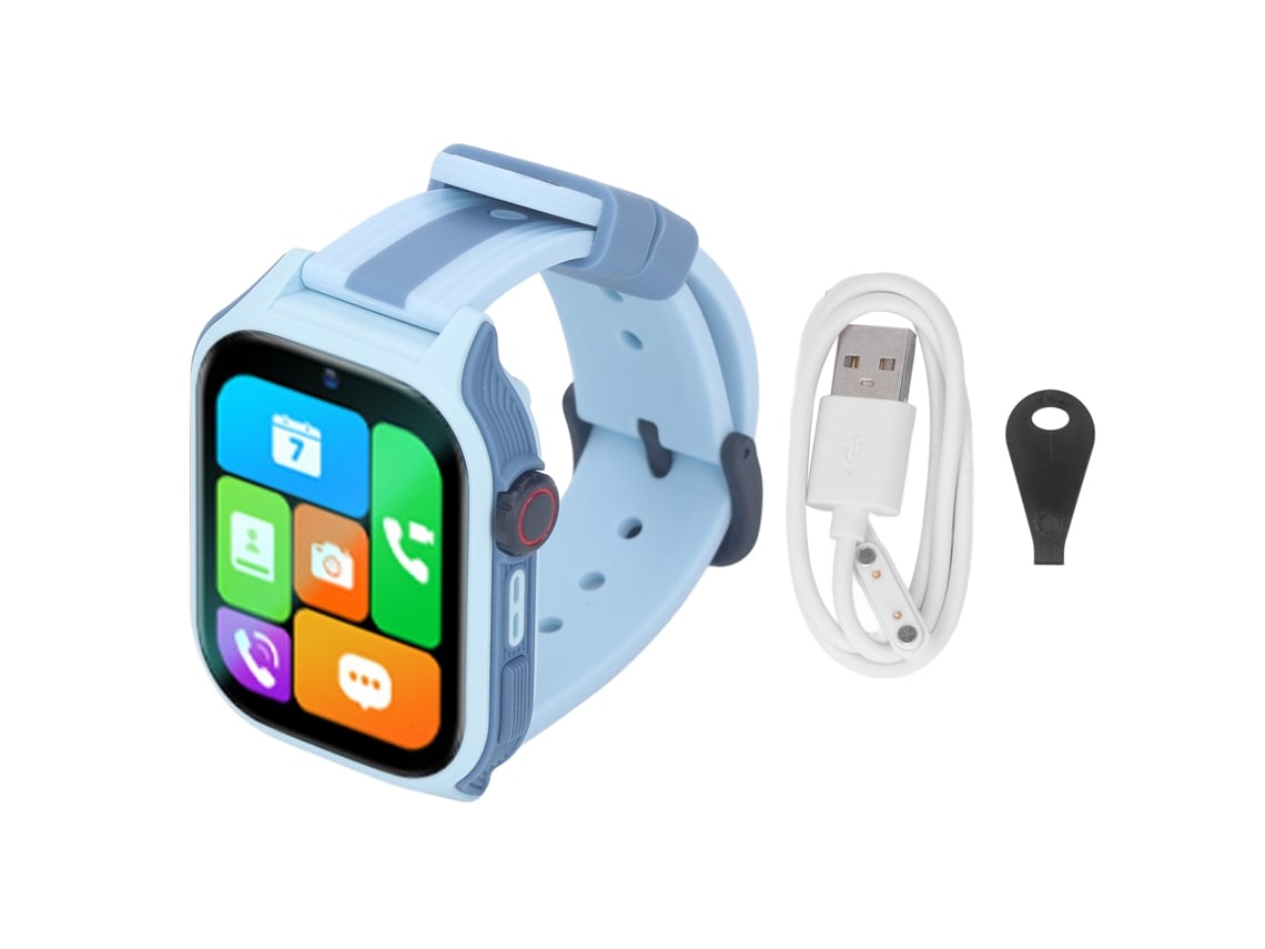 Ats-reloj Inteligente Para Niños 4g Pantalla Grande Ultra Delgado Gps Posicionamiento En Tiempo Real Azul
