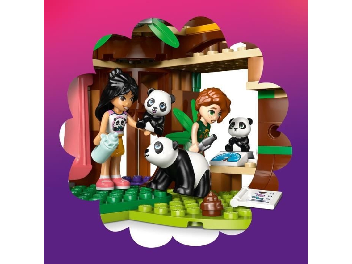 Lego® Friends Refugio de Pandas: Juego de construcción de juguetes para el cuidado de animales - 2 minimuñecas y 3 figuras de oso - Casa del árbol