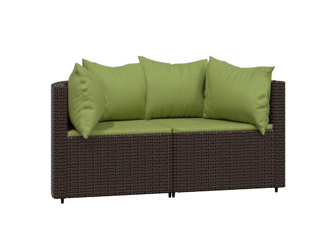 Maison Exclusive - Sofás esquineros para jardín con cojines, 2 unidades, patas de mimbre, color marrón.