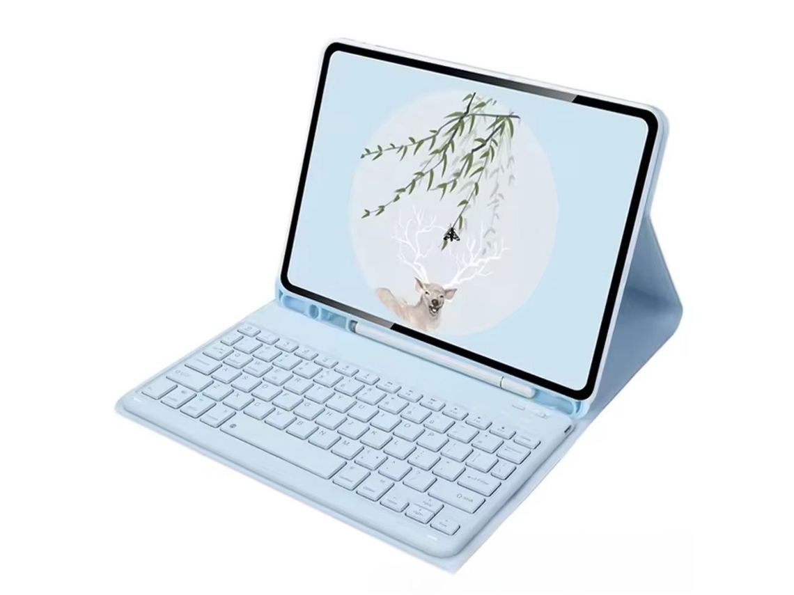 Capa Hexinyigjly Com Teclado Bluetooth Para Samsung Tab S10 Lite / S10 Fe – 10,9'' Azul-celeste