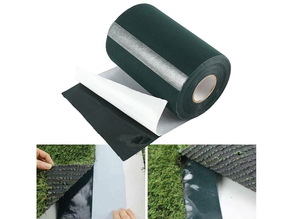 Cinta Autoadhesiva Para Cesped Artificial 10m X 15cm Resistente Al Agua Y Clima Para Jardín Patio