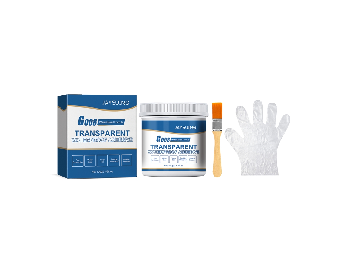 Adhesivo transparente, impermeable, duradero y fácil de usar.