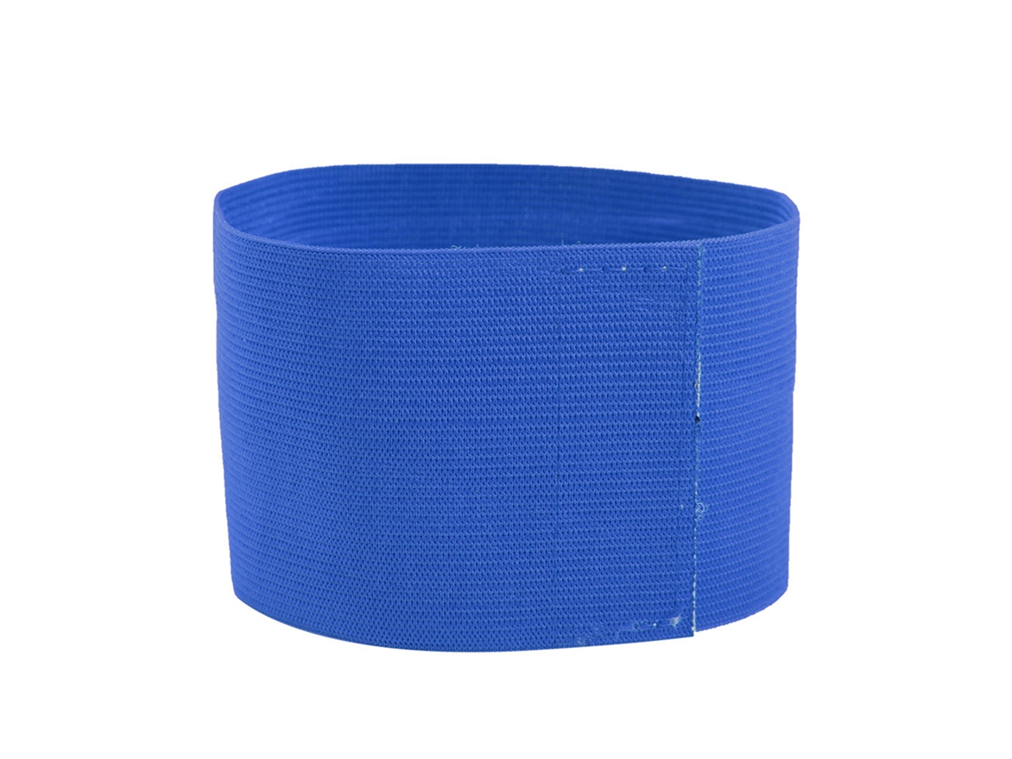 Brazalete De Capitán Para Fútbol Con Ajuste Elástico Y Diseño Resistente En Nailon Azul.