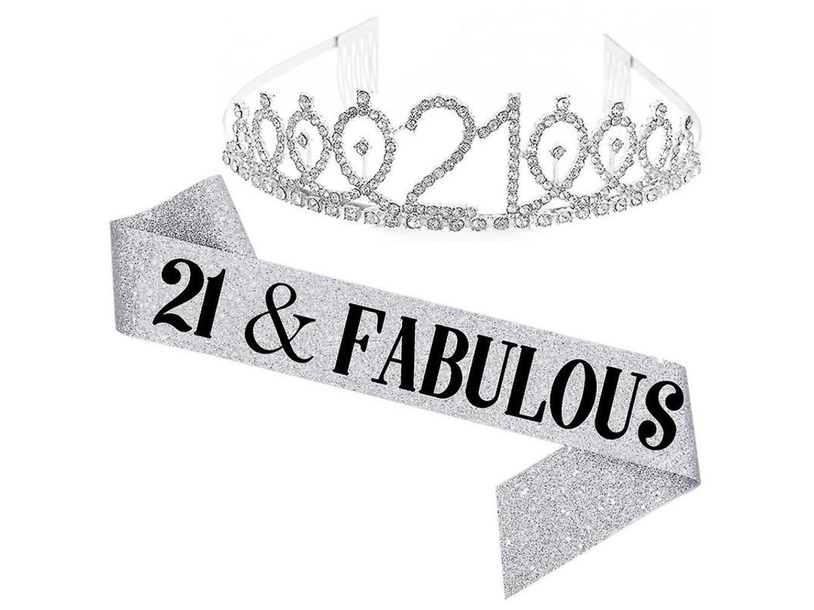 Fasst conjunto de Faja com Letras e Tiara de Pedras Brilhantes para Festa de Aniversário Mulher Jikaix