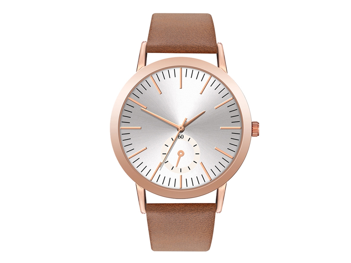 Reloj De Cuarzo Informal Con Correa De Pu, Unisex, Regalo De Moda, Blanco/marrón