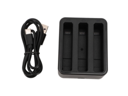 Cargador De Baterías Para Cámara De Acción X4, 3 Canales, Indicador Led Con Cable Usb-c Y 2 Baterías 2500mah