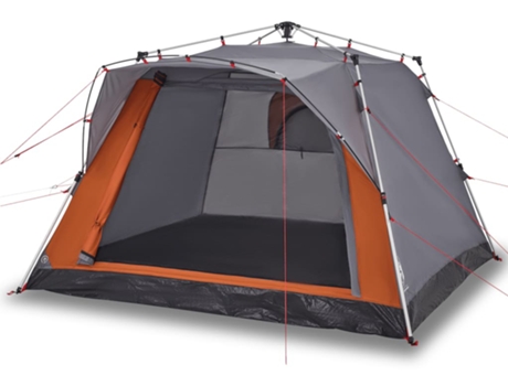 Tienda campaña cabaña 4 personas VIDAXL apertura rápida gris naranja
