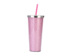 Taza brillante plástica reutilizable de la bebida de la taza de la agua fría 700ml con la capa doble de la tapa y de la paja JEIIBRZUI