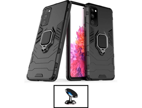 Kit Carcasa 3X1 Military + Soporte Magnético Carro Samsung Galaxy S21 FE 5G PHONECARE Negro