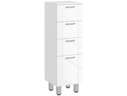 Armário Banheiro 4 Gavetas 4 Pés 30x30x93cm Branco Brilhante