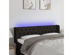 Cabecero Con Led De Tela Negro 163x16x78/88 Cm