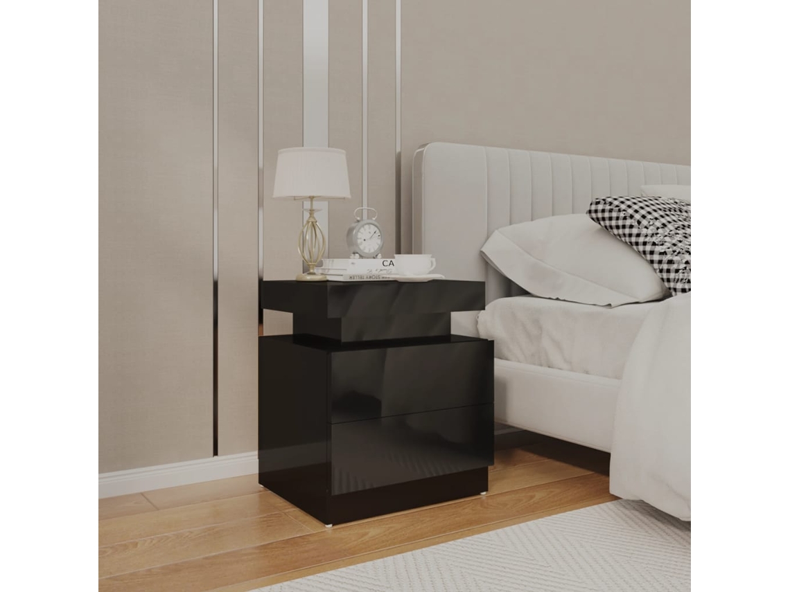 Mesa de Cabeceira LOVELY HOME Mesinha 45X35X52 Cm Aglomerado Preto Brilhante