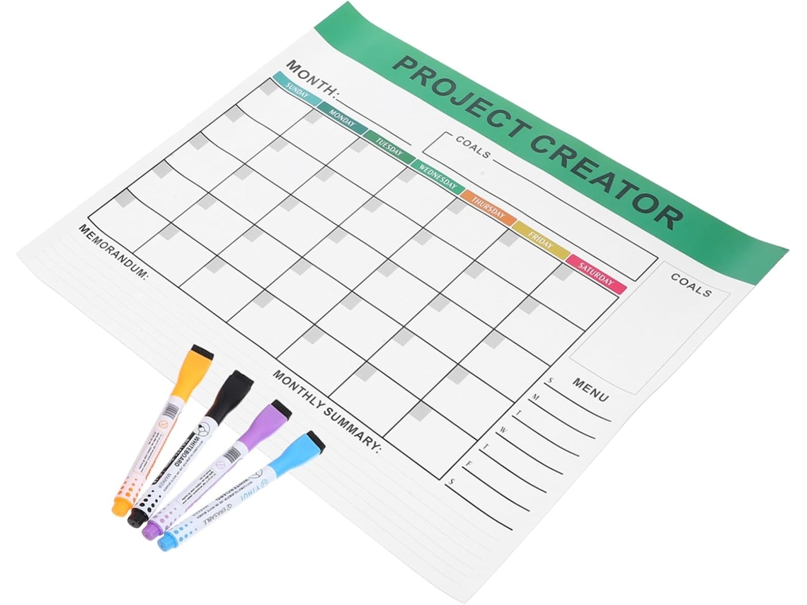 Pizarra Magnética Para Refrigerador, Calendario Magnético De Borrado En Seco