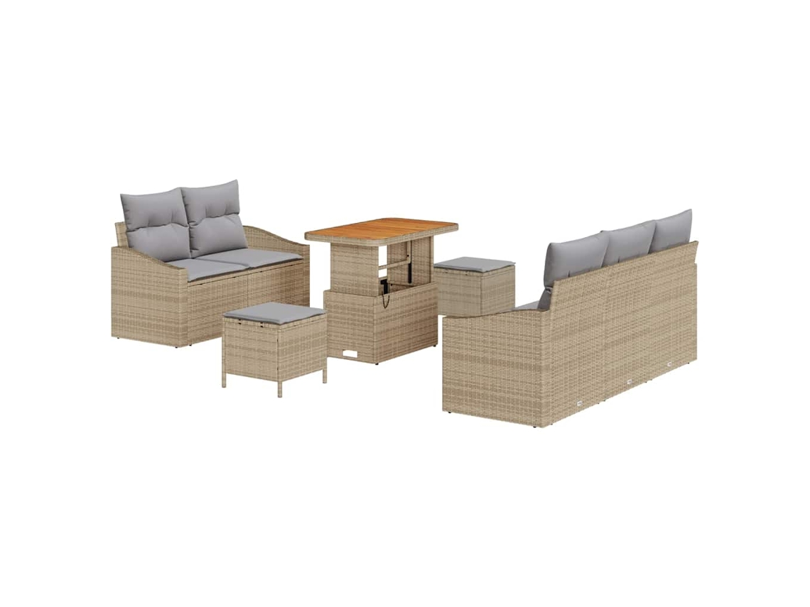 Maison Exclusive - Conjunto De Sofá De Jardín Con Cojín 8 Pcs Beige Y Gris Claro