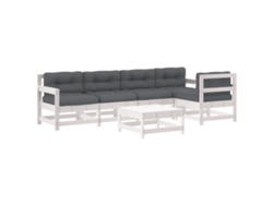 Maison Exclusive - Juego De Muebles Jardín 6 Piezas Y Cojines Madera Maciza Blanco