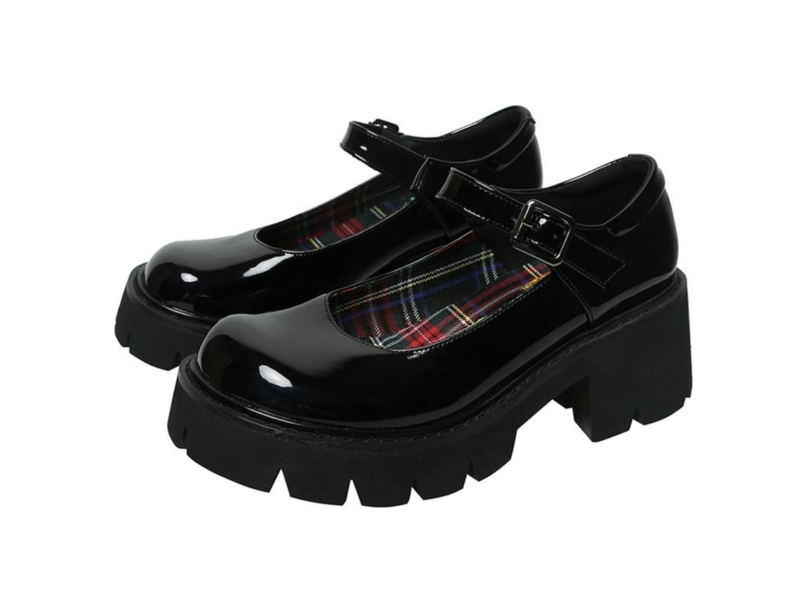 2026-zapatos Mary Jane De Plataforma Gruesa Retro Con Hebilla Punta Redonda Tacón 8cm Campus Style