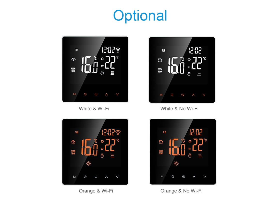 Termostato Inteligente Wi-fi Con Pantalla Táctil Lcd, Control Por Aplicación Y Programación Semanal Para Calefacción Eléctrica De 16 A.