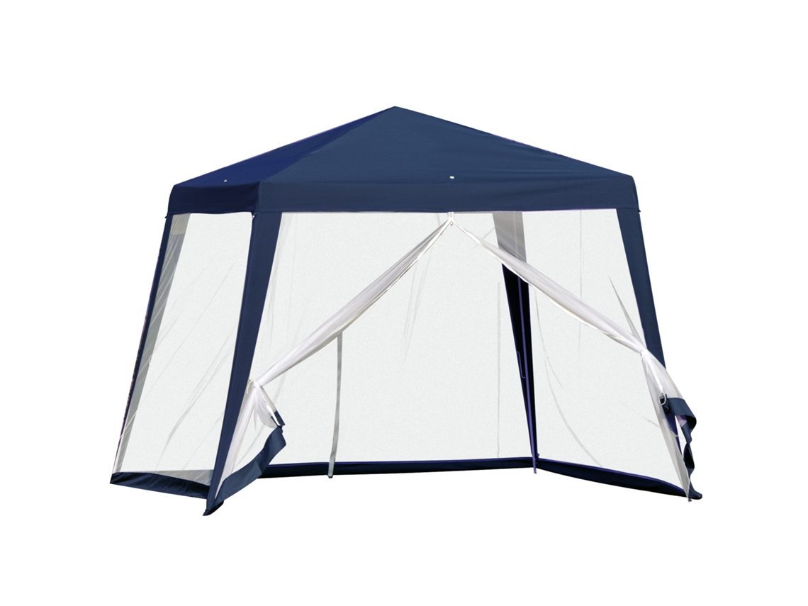Gazebo de Jardim 3x3m com 4 Painéis Laterais, Mosquiteiro com Zíper, Proteção Uv, Impermeável para Pátio Externo, Eventos e Festas Azul