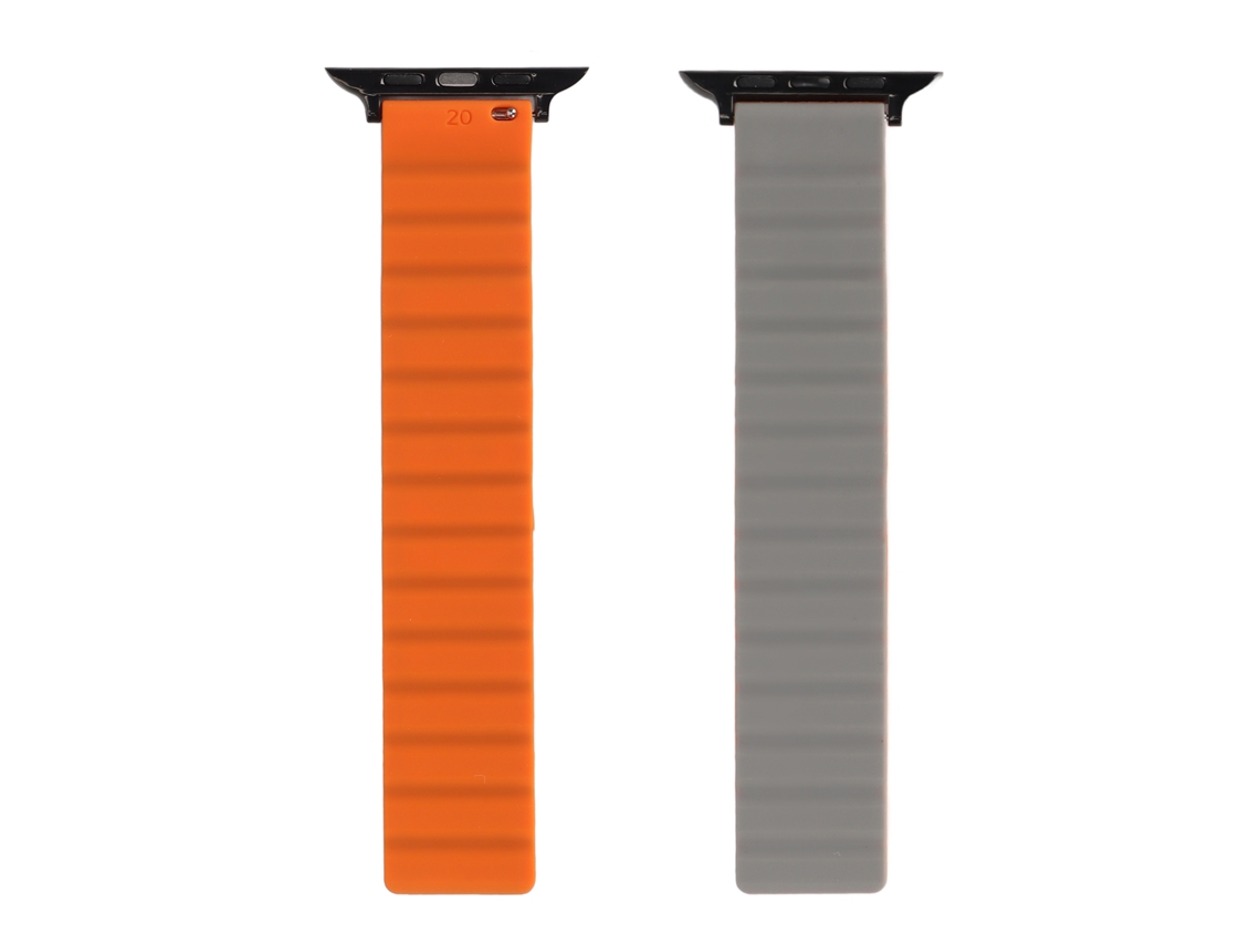 2pcs Pulseira De Relógio Magnética De Silicone Ajustável Para Iwatch Series 7 6 5 4 3 2 1 Se 42 44 45mm Cinza Laranja