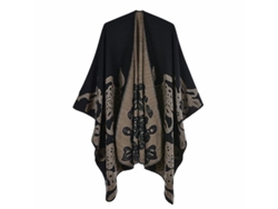 2026-poncho Cape Para Mujer Con Bloques De Color, Abierto Por Delante, Suave Y Calient