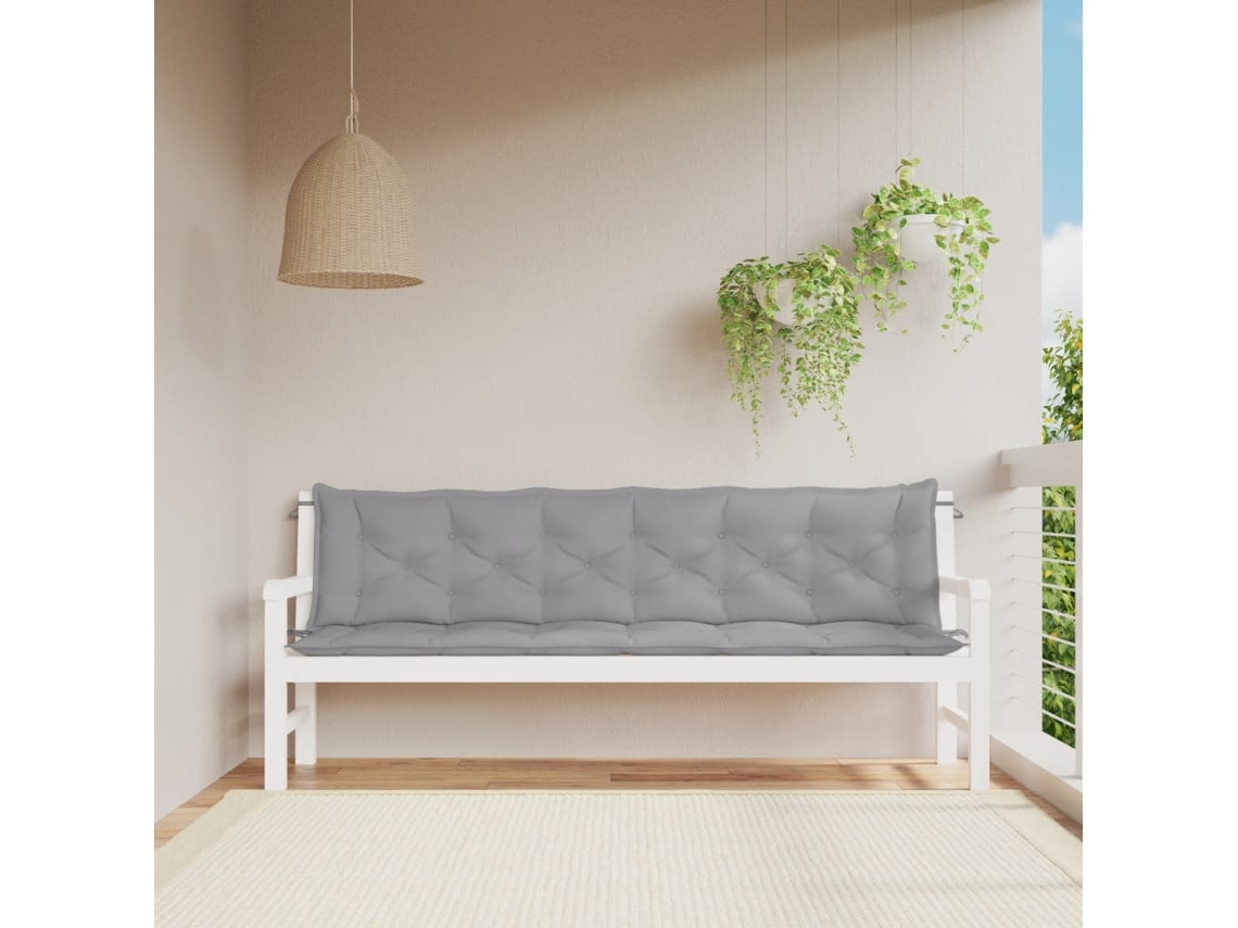 Cojines para banco de jardín, 2 unidades, 200x50x7cm, color gris Oxford HARLANV1